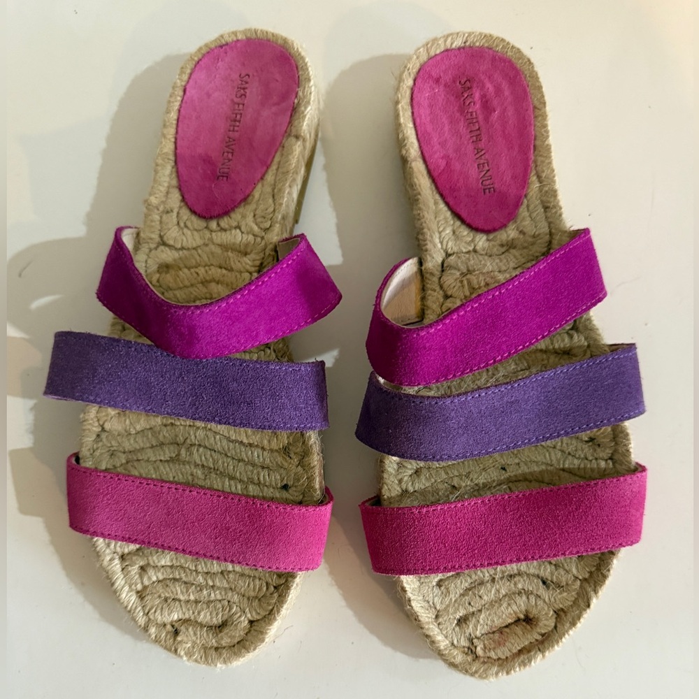 Saks Fifth Ave Espadrilles Colorful Strap Slipons 6.5